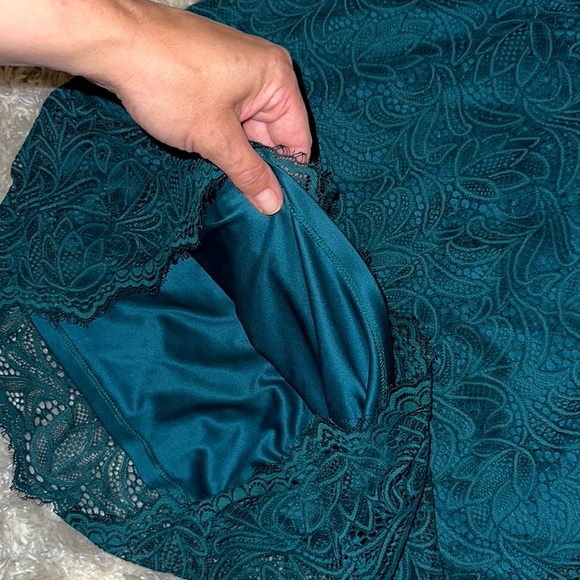 EXPRESS teal sleeveless lace overlay cutout dress - Picture 6 of 11